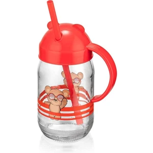 Qlux Pipetli Bardak Çoçuk Bebek Alıştırma Bardağı Bpa Içermez Cam Ayıcık Desenli Bardak