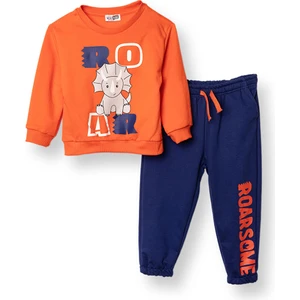 Hellobaby Erkek Bebek Cool Dino Eşofman Takımı Şardonlu Bisiklet Yaka Uzun Kol Lastikli Paça