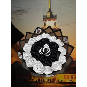 20 Li LED Işıklı Solmayan Gül Buketi Beşiktaş Taraftar Buketi