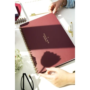 Matt Notebook Bordo Süresiz Haftalık Masaüstü Planlayıcı 12 Aylık Mukavva Malzeme