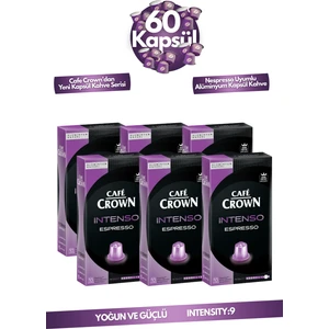 Cafe Crown 60'lı Intenso Kapsül Kahve Nespresso Uyumlu Avantajlı Paket - 60 Al 40 Öde!