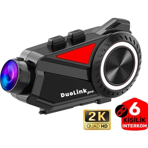 DuoLink X74 Pro İnterkom Motosiklet Kameralı 360° Modül 6 Kişi Bluetooth Kask Intercom Video Kayıt Kulaklık