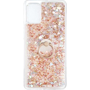 Samsung Galaxy A71 Kılıf Içi Sıvılı Yüzüklü Kapak Pembe Pembe