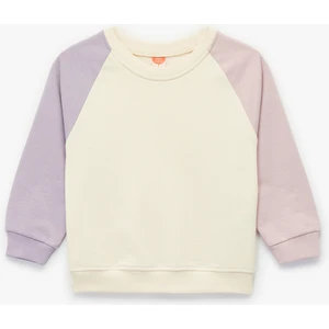 Bisiklet Yaka Uzun Kollu Şardonlu Pamuklu Sweatshirt