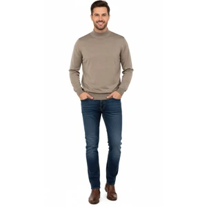 Erkek Kazak Balıkçı Yaka Yün Tarzı Dokuma Klasik Model Tam Kalıp