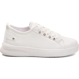 Beyaz Bağcıklı Hafif Deri Kadın Spor Ayakkabı 201 G