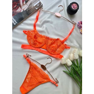 Dantel Transparan Balenli Sütyen Takımı Desteksiz Bralet String Külot 75B-90B