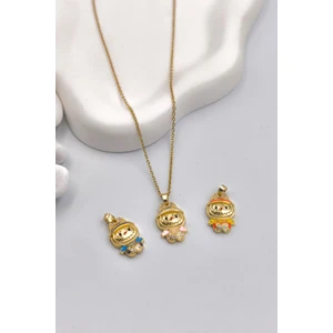 Labubu Bebek Kolye Kararmaz Gold Kadın Çelik Kolye