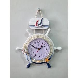 Dekoratif Marin Ipli Dümen Duvar Saati Mavi 23 x 31 cm