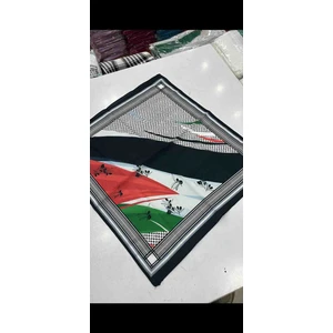 Flora Tekstil Filistin Temalı Fular 45X45  Unisex Günlük Kullanıma Uygun Puşi Şal Kefiye Filistin Bayrak AFL2364