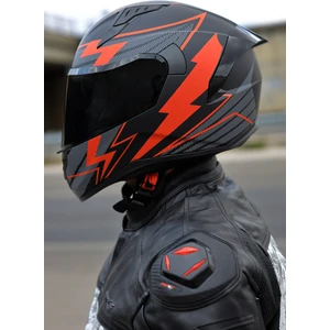 Thunderbolt Mat Siyah- Kırımızı Kask