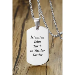 Kişiye Özel Asker Künyesi İsim Yazılı Erkek Çelik Kolye eck04y