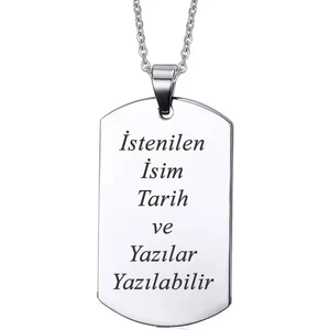 Kişiye Özel Yazılı Asker Künyesi Model Erkek Çelik Kolye eck04