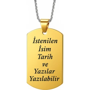 Kişiye Özel Yazılı Asker Künyesi Model Erkek Çelik Kolye eck04