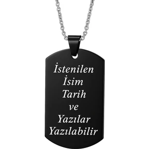 Kişiye Özel Yazılı Asker Künyesi Model Erkek Çelik Kolye eck04