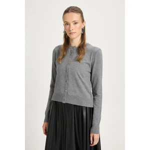 Düğmeli Triko Hırka Antrasit