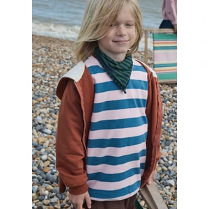 Çizgili Triko Sweatshırt 2-12 Yaş Mavi Pudra