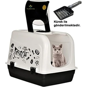 Xxl Büyük Boy Kapalı Kedi Tuvaleti ve Kürek Hediyeli - En: 39 Genişlik :53 Yükseklik: 41