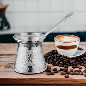 Cezpot Klasik 3 Kişilik Döküm Cezve Indüksiyon (Mıknatıslı) Ocaklara Uyumlu Gümüş