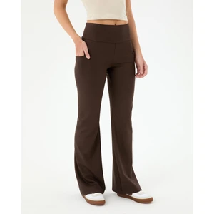 Kahverengi Cepli Flare Pantolon