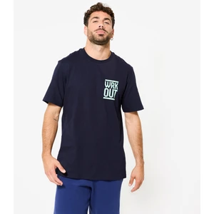 Domyos Erkek Düz Kesim Spor Tişörtü - Mavi/siyah - Fitness