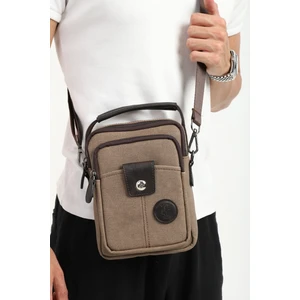 Erkek Kahverengi Kanvas Çapraz Askılı El ve Omuz Çantası Çapraz Çanta 6013