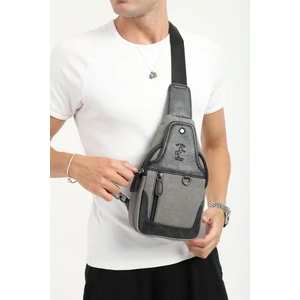 EN Deri Erkek Kanvas Antrasit Çapraz Askılı Omuz Çantası Kanvas Çanta