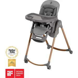 Minla Plus 6'sı Bir Arada Ahşap Görünümlü 4 Tekerlekli Mama Sandalyesi Elegance Graphite