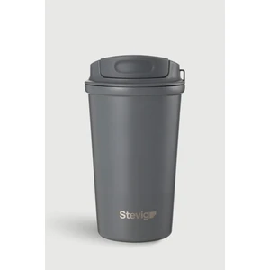 4 Work Flip Open Coffee Mug Çelik Termos 400 ml Grey ST-251