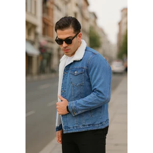 Koyu Mavi Içi Kürklü Erkek Mont