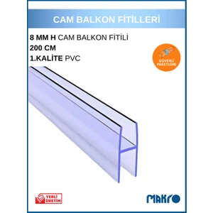 8 x 10 mm Büyük H Cam Balkon Şeffaf Fitili 200 cm