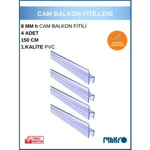 8 mm Küçük h (Y) Cam Balkon Şeffaf Fitil 150 cm 4 Adet