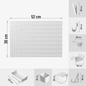 Smile Sepet Çok Amaçlı Pano Organizatör Set 3 (52X36CM) Yapışkanlı - Beyaz