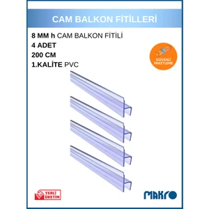 8 mm Küçük H (Y) Cam Balkon Şeffaf Fitil 4 Adet 200 cm