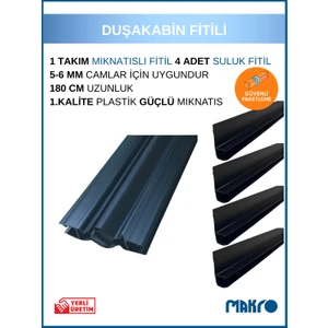 Siyah Duşakabin Mıknatıs Takımı ve 4 Adet Suluk Fitili 180 cm