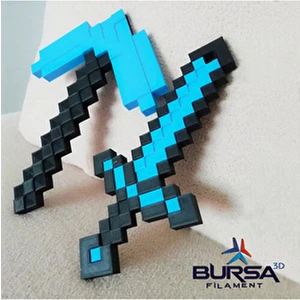 BURSA3DFILAMENT Minecraft Diamond Pickaxe,sword Set 25CM/ Elmas Kazma-Kılıç Set
