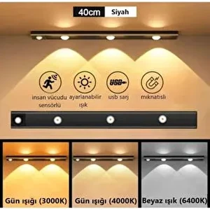 10W Led'li Mutfak ve Dolap Içi 3 Renk Mod'lu USB Şarjlı Sensörlü Armatür CT-2464