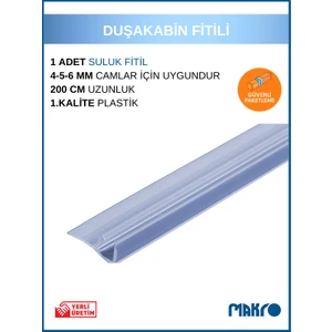 Glass Makro Duşakabin Yan Suluk (F Fitil) 200 cm
