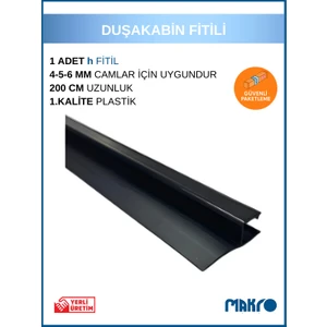 Duşakabin Siyah Tırnaklı H Profil (H Fitil) 200 cm (4-5-6mm)