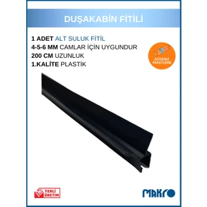 Duşakabin Kapı Altı Çift Yaprak Suluk Fitil Siyah 200 cm (4-5-6mm)