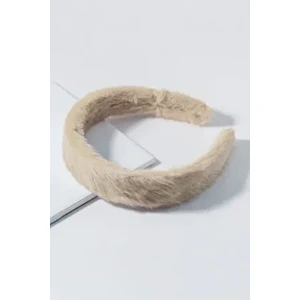 Kadın Bej Teddy Tüylü Peluş Taç