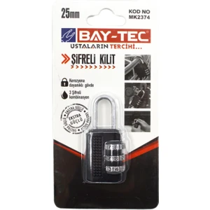 Şifreli Asma Kilit 25 mm Siyah (MK-2374)