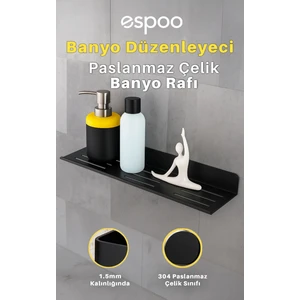 Yapışkanlı ve Vidalı Paslanmaz Çelik Banyo Rafı, Düzenleyici Duşakabin Için Şampuanlık Sabunluk Seti