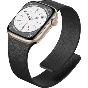 Apple Watch 11-10 42MM 9 8 7 41MM Se 6 5 4 40 2 3 38MM Uyumlu Manyetik Silikon Deri Dokulu Kordon