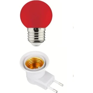Anahtarlı Duy Fişli + 1W Tasarruflu E27 LED Gece Lambası Kırmızı Işık