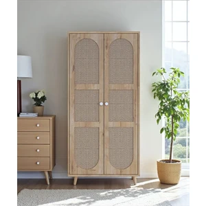 Bali Bohem Jüt 2 Kapaklı Gardırop – Jüt Kumaş Mdf Kapaklı, Meşe