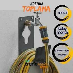 Star Garden Tools Metal Hortum Toplama Aparatı Bahçe Huvar Hortum Sarma Aparatı (Siyah)