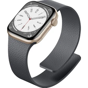 Apple Watch 11-10 46MM 9 8 7 45MM Se 6 5 4 44 Ultra 49MM Uyumlu Manyetik Silikon Deri Dokulu Kordon