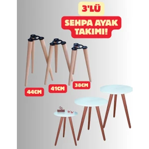 3'LÜ NATUREL AHŞAP SEHPA AYAĞI TAKIMI