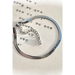 Kişiye Özel Isim Tarih Yazılı Yassı Yılan Paslanmaz Çelik Bileklik SCB25YT